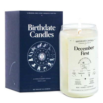 Birthdate Candles, December 1 - Sagittarius Zodiac Scented Candles Birthday Gift - Rose, Neroli & Water Lily Scent - All-Natural Soy & Coconut Wax, 60-80 Hour Burn Time - Made in USA