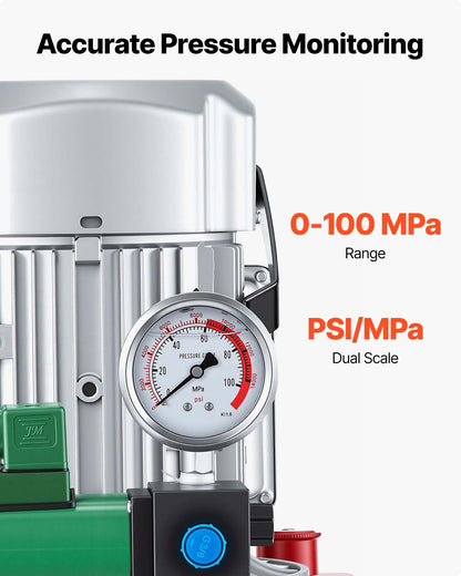 VEVOR Electric Driven Hydraulic Pump, 750W 10,000 PSI, 120V Single Acting Hydraulic Pump Power Pack Unit, Solenoid Valve with Pedal Switch, 2.1 Gal / 8L, for Punching, Bending, Single Acting Cylinders