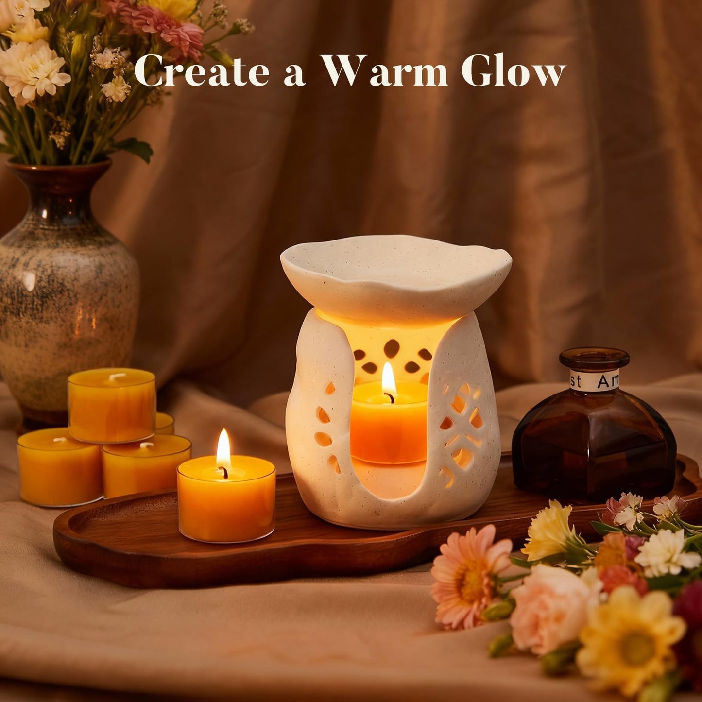 Crenovo Tea Lights Beeswax 48 Pack, 8-Hour 100% Pure Bees Wax Tealight Candles, Smokeless Unscented Votive Cup Candles for Home Spa Meditation Relaxation