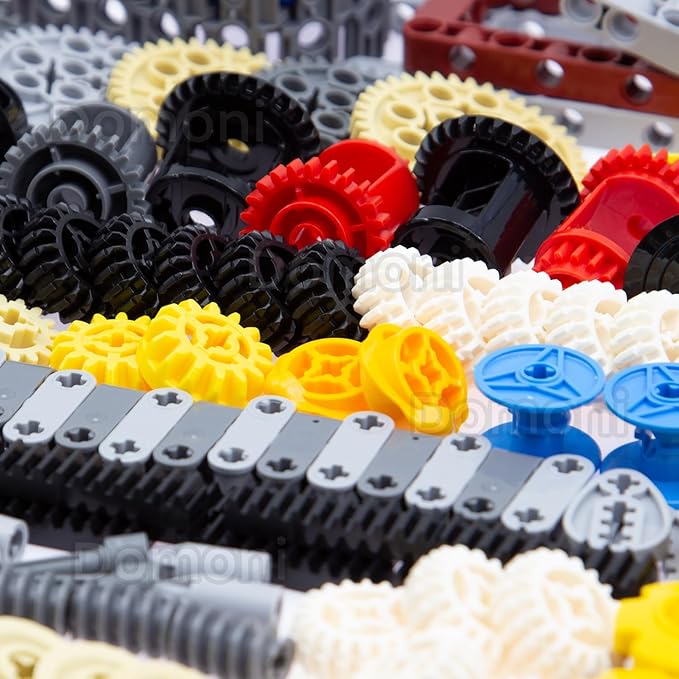 Technic Parts for Lego Kits 900+ Pieces Car Gear Axle Pin Chain Link Tire Wheels Building Blocks Set - Compatible with Major Brands