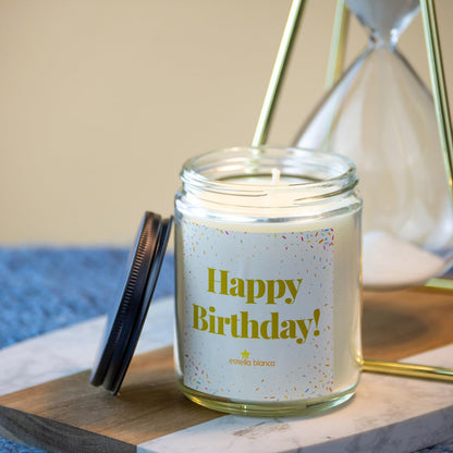 Estrella Blanca 9oz Vanilla Buttercream Sweet Scented Happy Birthday Candles Gifts for Women, Men, Dad, Sister, Teacher, Happy Birthday Candle Gift for Mom, Friends & Girls