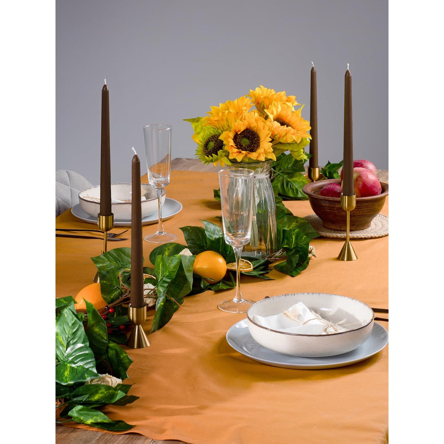 CANDWAX 10 inch Candlesticks - Set of 12 Dripless Tapered Candles - Brown Candles for Home Decor