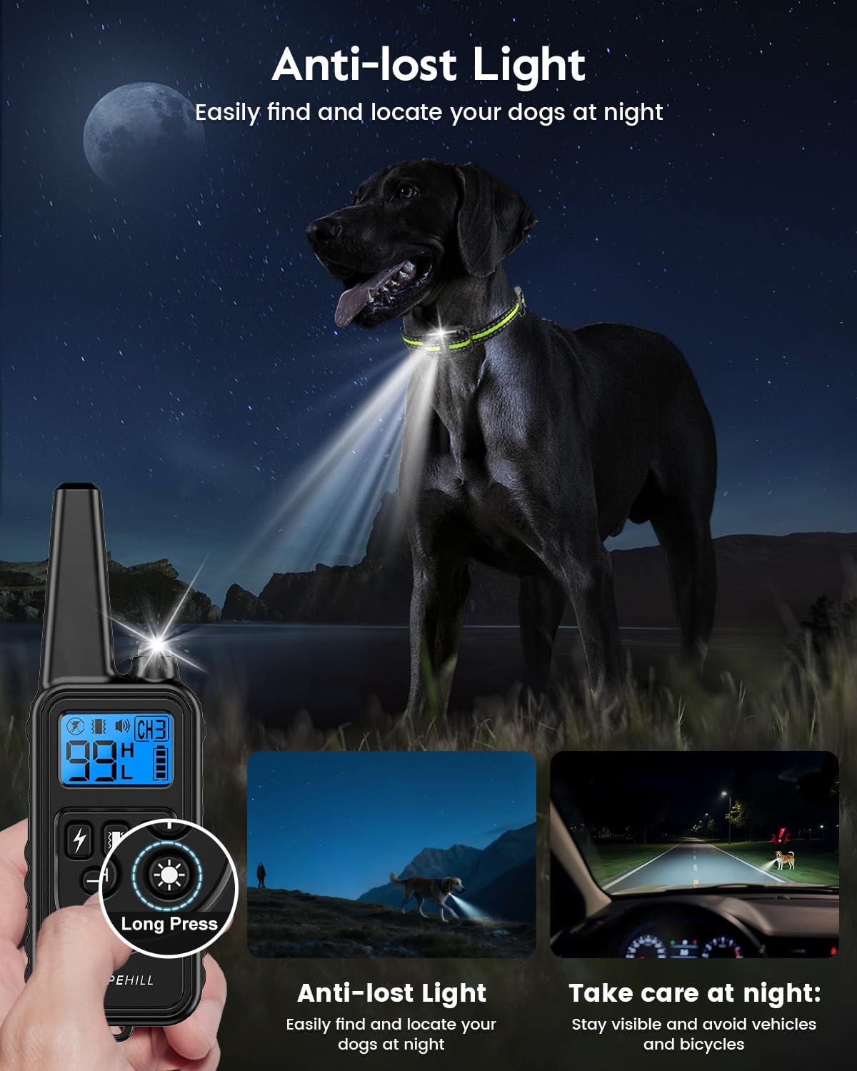 Dog Training Collar with 7 Training Modes, 2600Ft Remote Electronic Dog Shock Collar, Electric Shock Collar for Small Medium Large Dogs (Green)