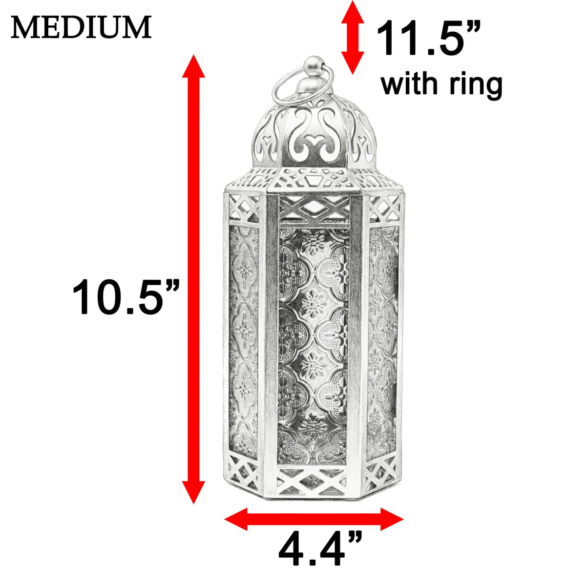 Vela Lanterns Decorative Indoor Moroccan Candle Holder & LED Fairy Lights -Twinkle Turkish Lamp, Fantasy Home Decor Table Centerpieces, Hanging Outdoor Patio Porch Wedding Ramadan (10.5", Multi)