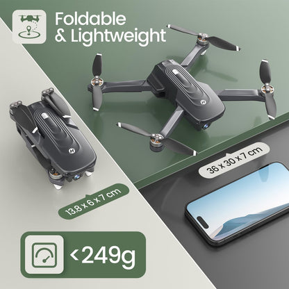 Holy Stone HS175D GPS Drone with 4K Camera for Adults, Under 249g, Foldable RC Quadcopter with Auto Return, 46 Mins Long Flight, Follow Me, Brushless Motor, Circle Fly, Waypoint Fly, Altitude Hold