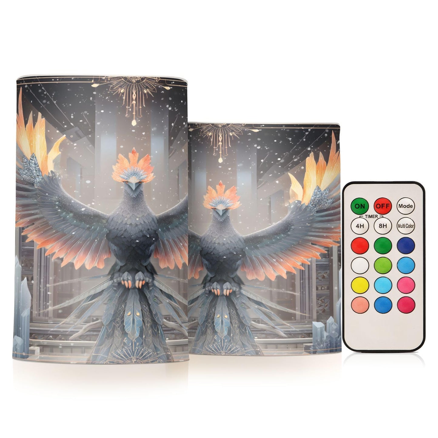 ALAZA Flameless Candles with Remote Timer,Bohemian Bird Battery Operated Candles Set of 2 LED Tea Lights Flickering Pillar Votive Candles for Indoor Outdoor Decor