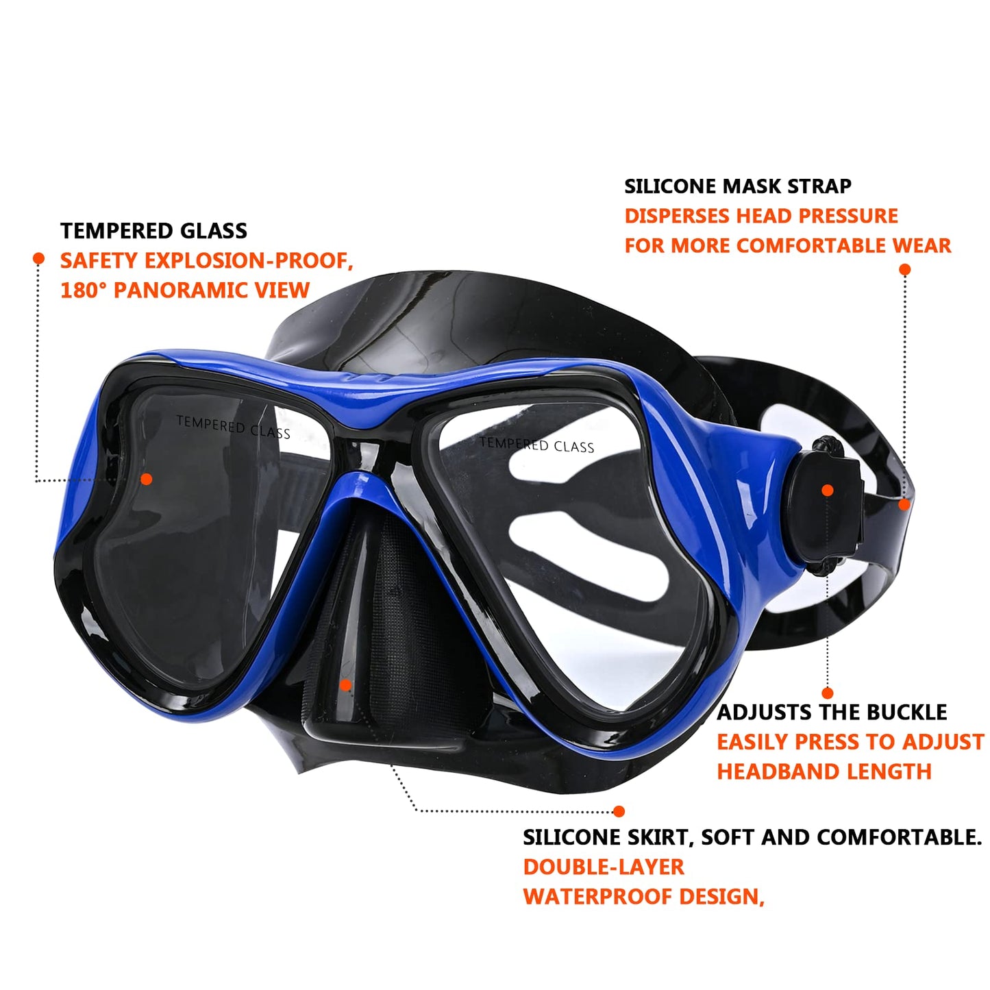 DIPUKI Snorkeling Gear for Adults Snorkel mask Set Scuba Diving mask Dry Snorkel Swimming Glasses Swim Dive mask Nose Cover Youth Diving (Blue+Yellow（2 Pack）)