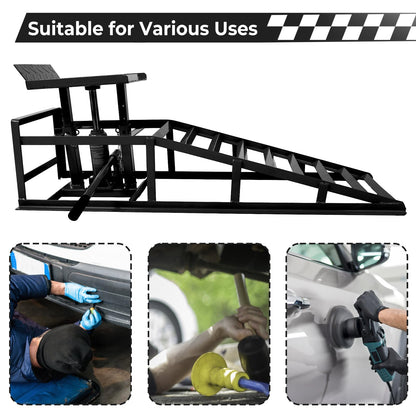 Rovibek Hydraulic Car Ramps 2 Pack, 11000LBS 5THeavy Duty Steel Car Ramps, Automotive Truck Service Ramp High Lift 11.6"-16.5" for Oil Changes Maintenance, Black