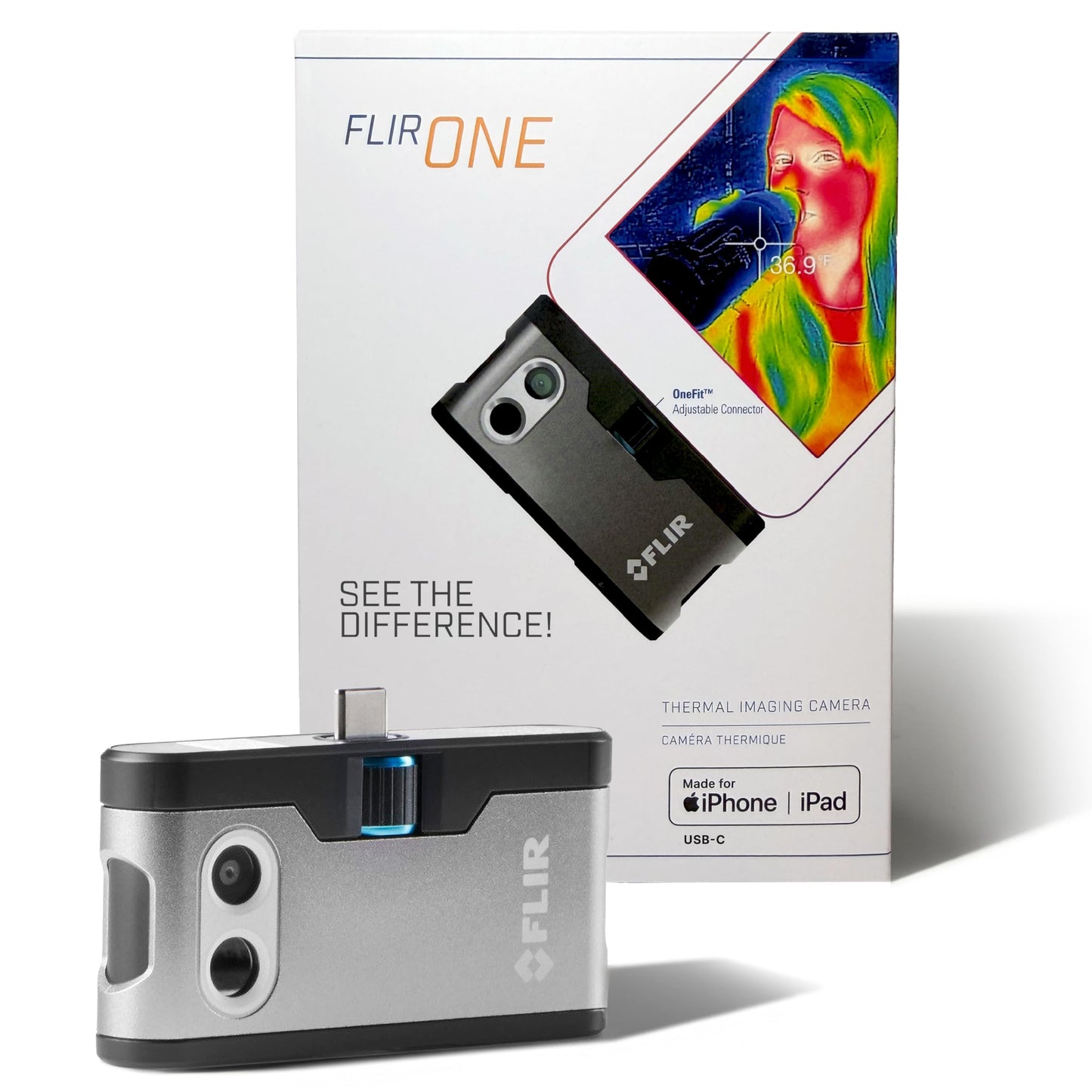 Flir One - Thermal Imaging Camera for iOS Smartphones (iPhone 15 and Newer w/USB-C), 240x180 Super Resolution (80x60 Native IR)