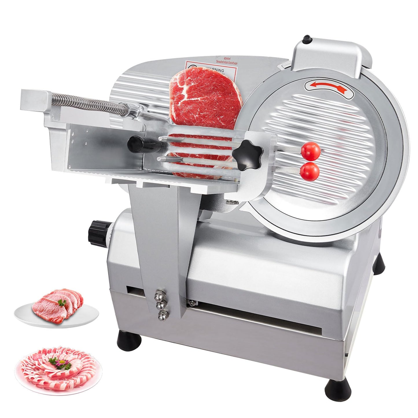 Automatic Electric Meat Slicer, 12 in Non-sticky Stainless Blade, Electric Frozen & Deli Meat Cheese Ham Food Slicer with Sharpening Stone, Adjustable Slice Thickness, for Home & Commercial Use, 850W