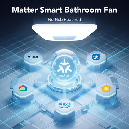OREiN Matter Smart Bathroom Fan with Light – Humidity Sensor, 130–160 CFM Ventilation, Ultra-Quiet 1.0 Sone, Tunable White & Custom RGB, Dual Bluetooth Speakers, Compatible with Alexa & Google Home