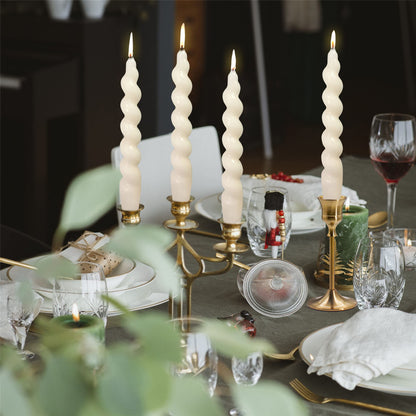 8pcs Short Taper Candle Spiral Candles,Gedengni White Candle Sticks Beige Twisted Candlesticks Swirl Tapered Candles for Home Décor Dinner Weddings Holiday Women Gifts