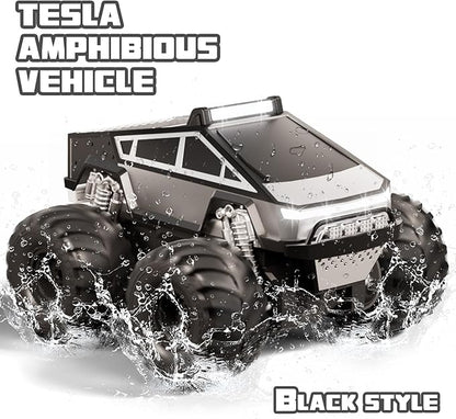 Amphibious Remote Control Car 1:18 RC Off-Road Monster Truck Toys for Boys4WD All Terrain Off-Road Pickup 2.4 GHz RC Vehicles Waterproof RC Trucks Christmas Birthday Gifts for Boy Girl (Grey)