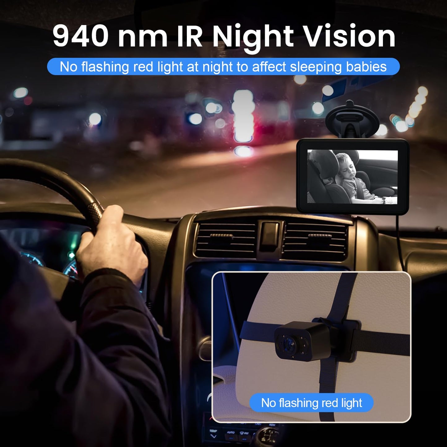 Itomoro Baby Car Mirror, HD Dual Channel with 2 IR Night Vision Camera, Easy 5 Min Installation for Rear Facing Seat