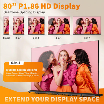 80" LED Digital Signage Display with Flight Case, P1.86 Foldable Spliceable LED Poster Screen Kiosk with Content Management System, WiFi/USB/HDMI for Events, Rentals & Commercial Use (Black, 2 Panel)