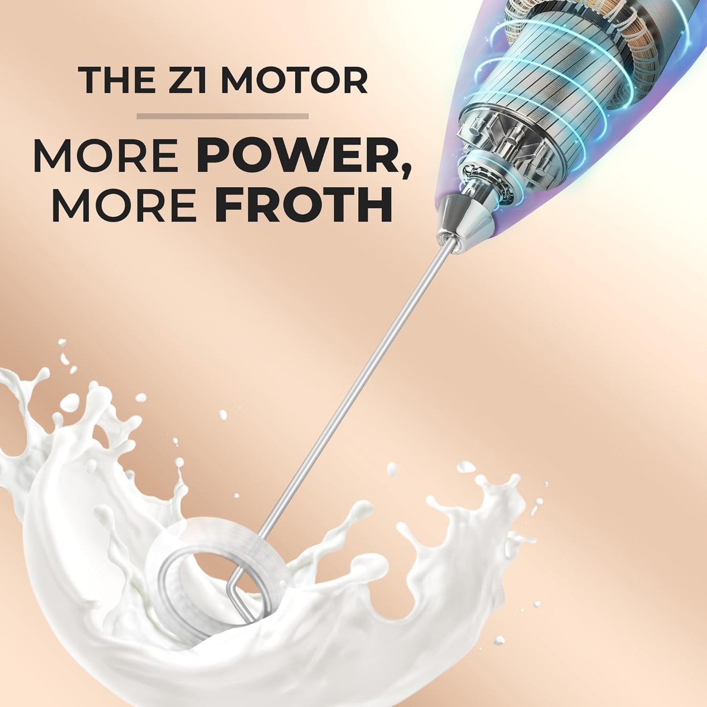 Zulay Kitchen Milk Frother Wand - Ultra-Fast Electric Whisk for Coffee, Lattes & Cappuccino - Includes 4 AA Batteries