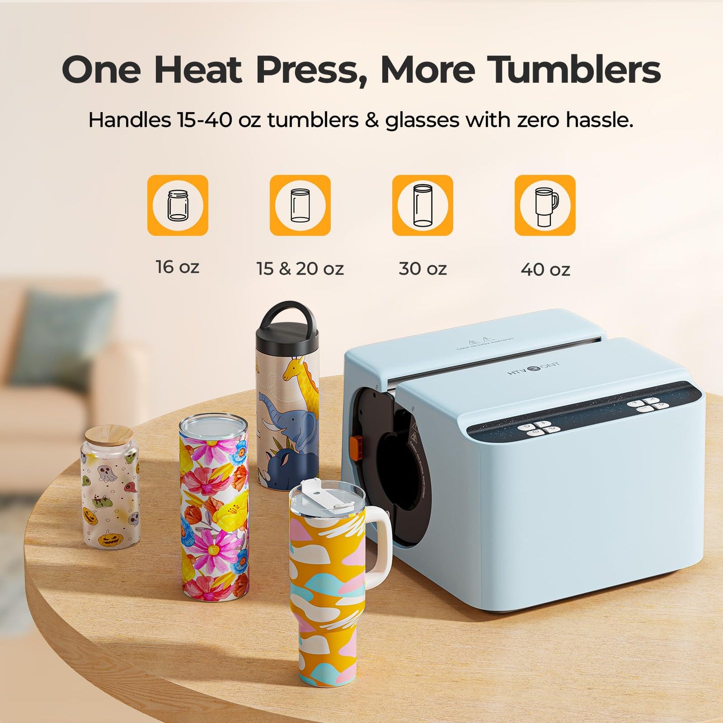 HTVRONT 2 in 1 A200 Auto Tumbler Heat Press Pro Kit - Full Cup Transfer Tumbler Press with Attachment, for 15-40oz Tumblers