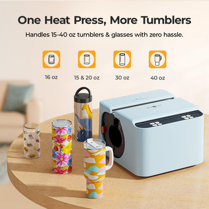 HTVRONT 2 in 1 A200 Auto Tumbler Heat Press Pro Kit - Full Cup Transfer Tumbler Press with Attachment, for 15-40oz Tumblers