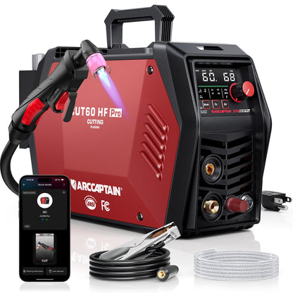 ARCCAPTAIN iControl CUT60 Pro Plasma Cutter, [APP Control] 60Amp Pilot Arc 120/240V Plasma Cutter Machine, Cuts 15/16" Max, Supports Rust Removal & Expanded Metal, LED Display, 2T/4T, PA/PT, MCU 3.0