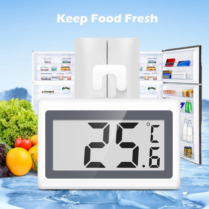 KeeKit Refrigerator Thermometer, Digital Fridge Thermometer with LCD Display, Freezer Temperature Gauge with ℃/℉ Switch, Frost Reminder for Home, Office, Kitchen & Restaurants – 2 Pack