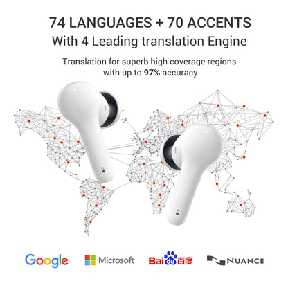ANFIER M6 AI Offline Translation Earbuds Real Time 144 Languages Two-Way Translator Audifonos Traductores Inglés Español 3-in-1 Translate Headphones for Business Travel, No Subscription Needed (White)