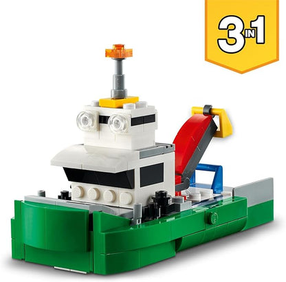 LEGO 31113 Creator 3-in-1 Racing Car Transporter Construction Game Truck with Trailer Crane and Tug Gift Idea for Children