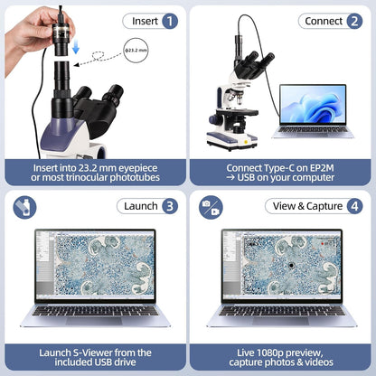 SWIFT Trinocular Compound Microscope SW350T,40X-2500X Magnification,Siedentopf Head,Research-Grade,Two-Layer Mechanical Stage,1.3mp Camera and Software Windows and Mac Compatible