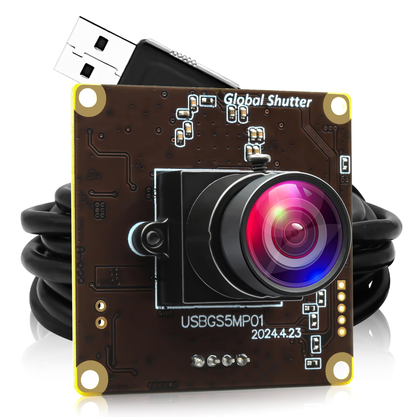 ALPCAM 5MP Global Shutter USB Camera Module, High Speed 60fps 1080P PC Webcam with No Distortion Lens Lightburn Camera, for Computer, Laptop, Android, and Raspberry Pi