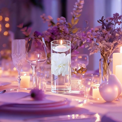 UDU 24 Pcs Floating Candles for Centerpieces and Floating Flowers for Centerpieces Artificial Flower Head for Home Birthday Wedding Party Table Decor Creamy White
