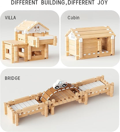105Pcs Wooden Building Blocks Construction Set for Kids Ages 3-8Preschool Learning Toys for Toddlers Boys &amp Girls Birthday Gift Educational STEM Toy