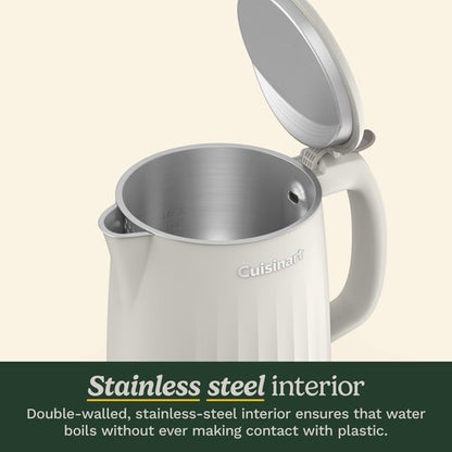 Cuisinart Soho 1-Liter Double Wall Electric Hot Water Kettle, Tea Kettle with Stainless Steel Interior, One Touch Operation to Boil Water for Tea, Hot Cocoa, or Instant Oatmeal, CK-10TR, Truffle