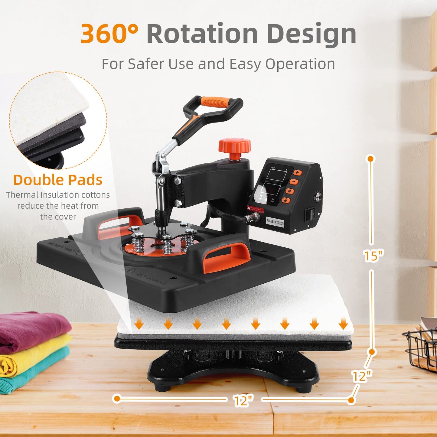 Garvee Heat Press Machine, 12 X 15 in Heat Transfer Machine, 360°Swing Away, 6 in1 Heat Press, 800W Sublimation Machine, Digital Industrial-Quality Shirt Pressing Machine for Hat, Cap, Mug, Plate
