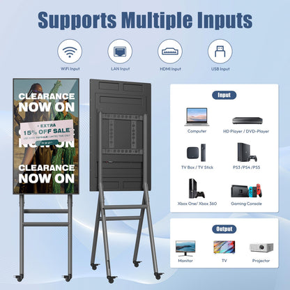 QIXZOCV MWE 43 Inch Mobile Digital Signage Display Kiosk with Flight Case, Portable Digital Poster with Screen Mirroring App Publishing, Advertising Display Kiosk, Android OS