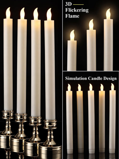 Funtery 48 Pcs Flameless LED Taper Candles Battery Operated Candles Bulk Realistic LED Candlesticks Flickering for Wedding Church Graduation Party Home Decor(Ivory,Modern Style)