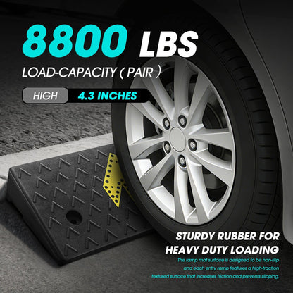 DNA Motoring 2pcs 4.5" Rise Rubber Arrow Curb Ramp Heavy Duty Loading Threshold Ramp 37.4" W x 11.8" D x 4.5" H for Loading Dock, Warehouse, Motorcycles, Cars, TOOLS-00650