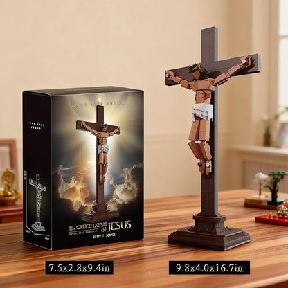Jesus Cross Building Set Little Jesus Figurines Crucifix Building Block Religious Creative Toys for Home Office Decor Christian Toys Easter Birthday Gifts for Teens Adult 14+ (588PCS)