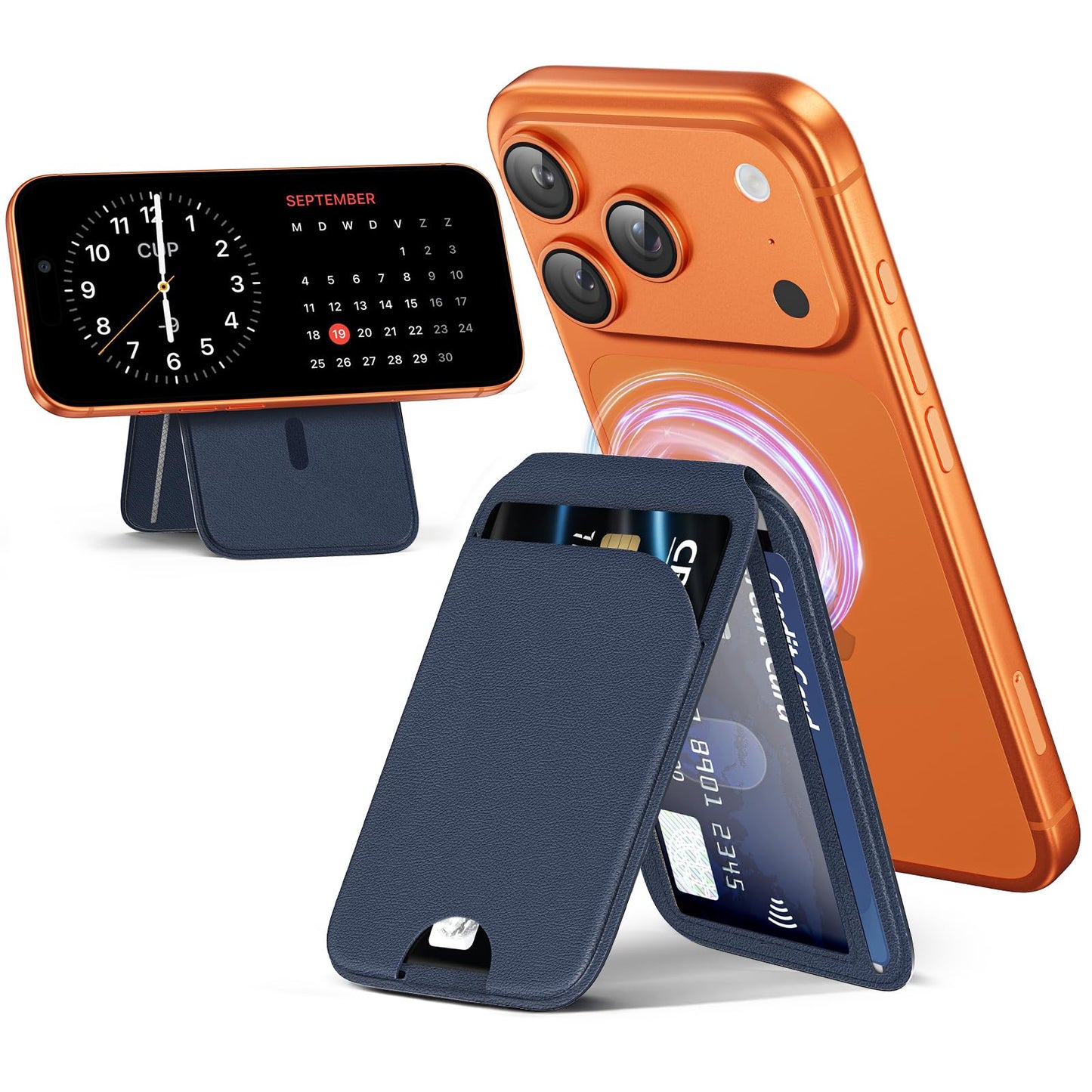 Mag-Safe Wallet Magnetic Wallet for Phone Lightweight Magnetic Phone Pouch Stand Adjustable Leather Mag-Safe Card Holder for iPhone 17/16/15/14/13/12 Series, Not for iPhone 13/12 Mini (Black)