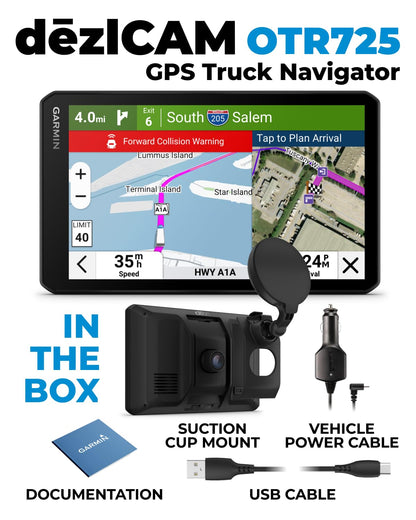 Garmin dezICam OTR725, NA MT-S, GPS Truck Navigator and Wearable4U PowerBank Bundle