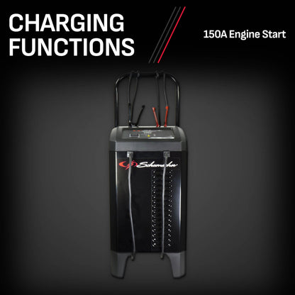 Schumacher Electric Wheeled Automatic 6A Car Battery Charger and 150A Engine Starter, 4-in-1 Solution, Maintainer, 20A Boost, for 12V Automotive and Marine Batteries, SC1364