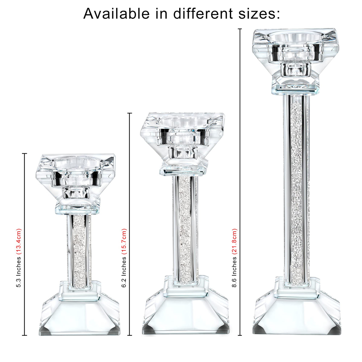 Crystal Candle Holders Set of 2-8.6" Tall Crystal Candlestick Holders - Ultra Elegant and Modern Centerpiece Home Decor