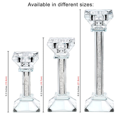 Crystal Candle Holders Set of 2-8.6" Tall Crystal Candlestick Holders - Ultra Elegant and Modern Centerpiece Home Decor