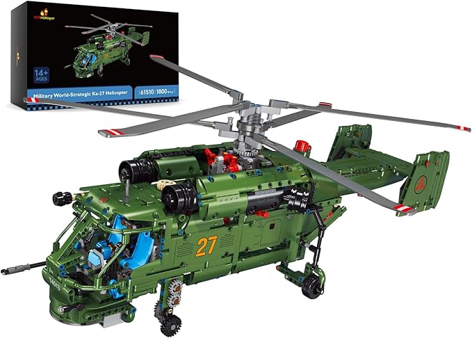 JMBricklayer Military Helicopter Building Sets 61510 Ka-27 Helicopter Collectible Display Model Airplane Military Collection Construction Toys for Teens and Adults Gift Ideas(1800 Pieces)