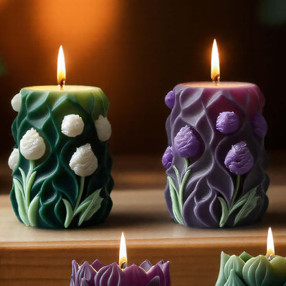 Tulip Flower Succulent Leaves Cylinder Molds Silicone Wave Spiral Candle Mold - Silicone Resin Casting Molds for Candle & Resin & Soap Craft Supplies
