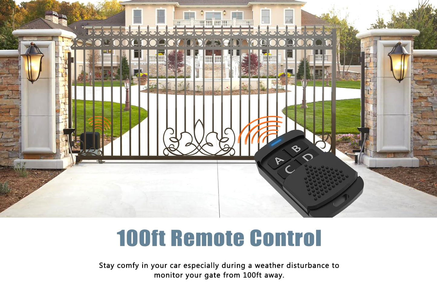 Blütezeit Automatic Sliding Gate Opener 900lbs with 2 Remote Controls, Rack Driven Electric Slide Gate Motor for Driveway Fence Rolling Gates with Complete Hardware Kits (Racks NOT Included)