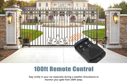 Blütezeit MJ-300 Sliding Gate Opener with 13.12ft Nylon Gear Racks – 900lb Lightweight Gate Motor, Quiet Rack Drive, Remote Controls & Auto-Close Function