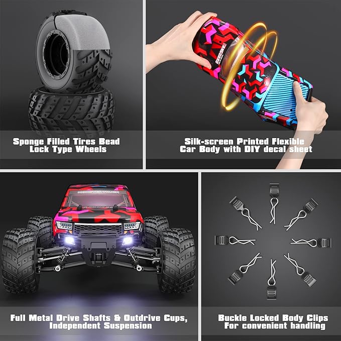HAIBOXING 1:12 Scale RC Cars 903 RC Monster Truck 38 km/h Speed Hobby Fast RC Cars for Kids and Adults Toy Gifts 2.4 GHz 4WD Electric Powered Remote Control Trucks Ready to Run 40+ Min Playtime