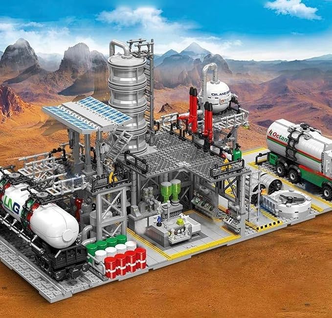 General Jim's Chemical Plant Natural Gas Set Streetview City Modular Building Block Brick MOC Model or Playset with Accessories for Teens or Adults