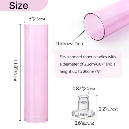 Vixdonos Glass Hurricane Candle Holder Set of 3 Modern Candlestick Holders Long Taper Candle Stand with 11.8 inch Tall Cylinder Windproof Cover for Wedding Party Table Centerpiece Outdoor
