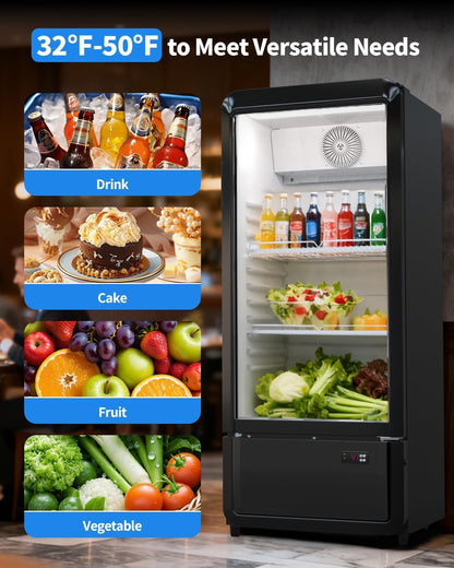6.85 Cu. Ft Commercial Beverage Refrigerators with Glass Door & LED light, ETL DOE NSF Certified Drink Fridge, Upright Merchandiser Display Refrigerator for Store, Restaurant, Office, Bar