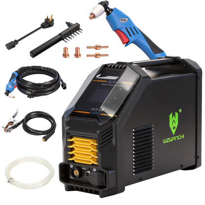 WZWANCHI 55A Plasma Cutter, 【45° Digital LED Display】Pilot ARC HIgh Frequency Plasma Ctting Machine With 2T/4T IGBT Post Gas, Max Cutting 3/5', Clean Cutting 1/2''